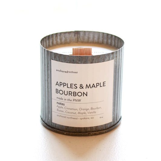 Wood Wick Soy Candle - Apples and Maple Bourbon - Made in the USA