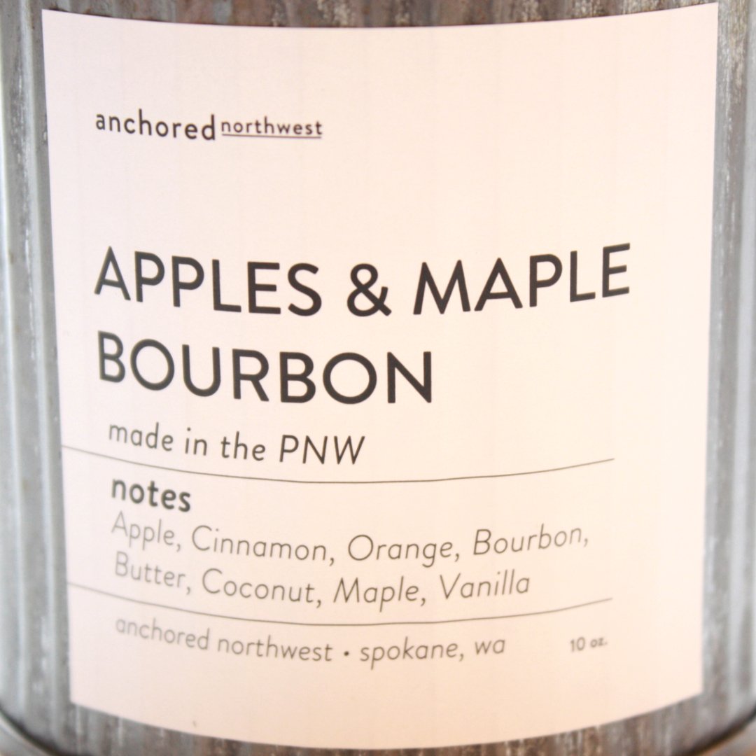 Apples & Maple Bourbon, Rustic Tin Soy Candle, Wood Wick