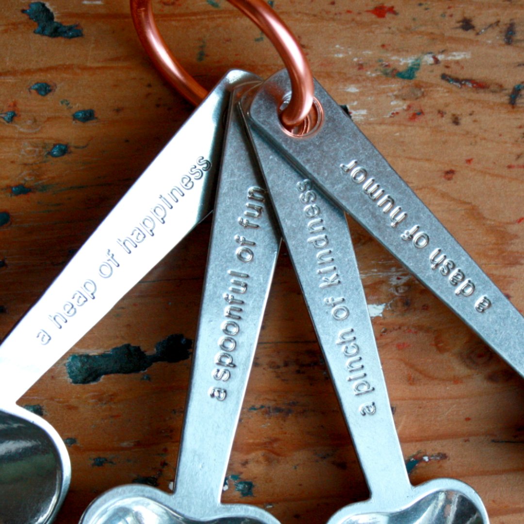 Zinc Measuring Spoons with Quotes - Handmade in the USA - , LLC